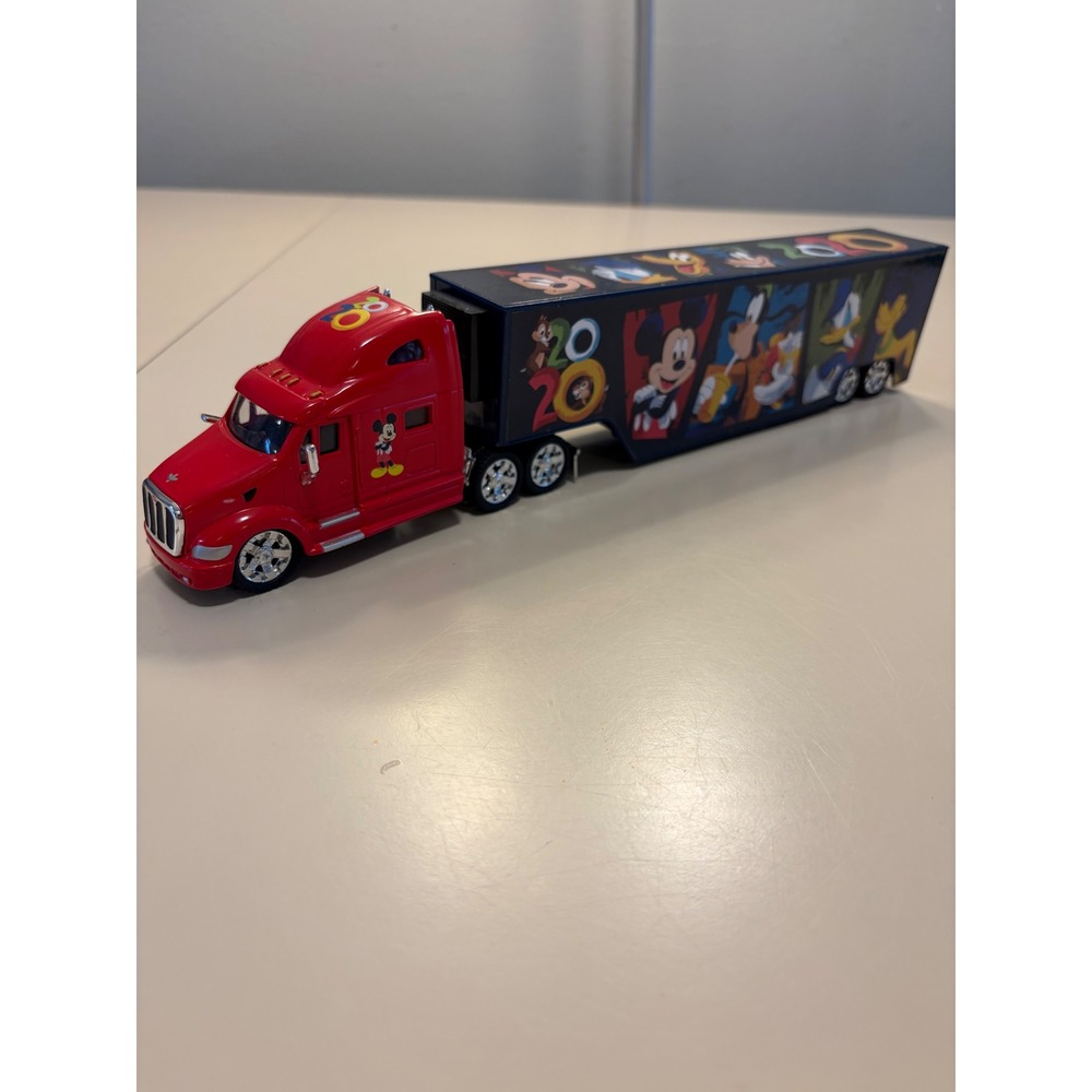 Disney Mickey Mouse and Friends 2020 Semi Truck Trailer Diecast Toy Red Blue